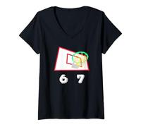 Mujer Six Seven 6 7 Basketball Meme Hoop Design Camiseta Cuello V