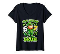 Mujer Six Seven 67 Bruh 6 7 Meme Funny St Patrick's Boys Kids Teen Camiseta Cuello V