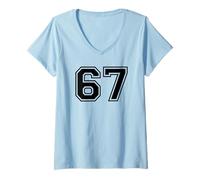 Mujer Six Seven 67 Gifts - Número 6 7 Meme Sixty Seven Jersey Camiseta Cuello V