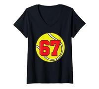 Mujer Six Seven 67 Tenis 6 7 Meme Divertido 6-7 Gen Alpha Slang Camiseta Cuello V