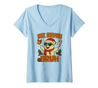 Mujer Six Seven Bruh Camiseta 6 7 Hand Meme Christmas Gen Z Reno Camiseta Cuello V