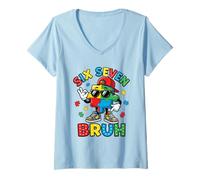 Mujer Six Seven Bruh - Rompecabezas de concienciación sobre el Autismo Camiseta Cuello V