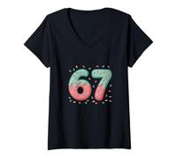 Mujer Six Seven Donut Sprinkles Fun Delicioso Verano Primavera Niños Niños Camiseta Cuello V