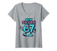 Mujer Six Seven Glitch Mascot - Divertido 67 Meme Camiseta Cuello V
