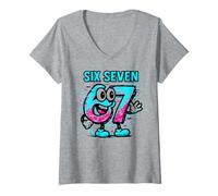 Mujer Six Seven Glitch Mascot - Divertido 67 Meme Camiseta Cuello V