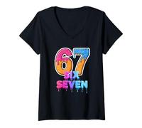 Mujer Six Seven Ice Cream Drip Gen Alpha Slang 6 7 Trending Meme Camiseta Cuello V
