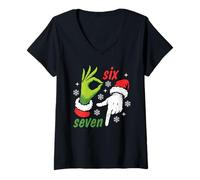 Mujer Six Seven Meme - Diseño de edición navideña Camiseta Cuello V