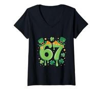 Mujer Six Seven St Patricks Day 67 6 7 Lucky Leprechaun Hombres Mujeres Camiseta Cuello V