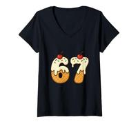 Mujer Six Seven Vanilla Ice Cream Cono 6 7 Internet Meme Camiseta Cuello V