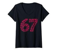 Mujer Six Seven Viral Sketch Heart 67 Cute Valentine School Camiseta Cuello V