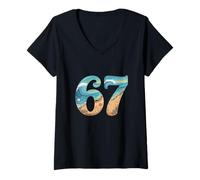 Mujer Six SSix Seven Beach Summer Waves Diversión Niñas Niños Hombres Camiseta Cuello V