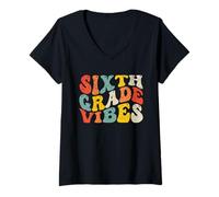 Mujer Sixth Grade Vibes 6th Grade Teacher Boys Kids Back to School Camiseta Cuello V
