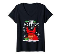 Mujer Size Matter Fat Santa Claus Chimney Funny Christmas Xmas Camiseta Cuello V