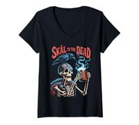 Mujer Skål to The Dead - Funny Viking Drinking Camiseta Cuello V