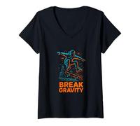 Mujer Skate Break Gravity: Estética Urbana y dinámica callejera Camiseta Cuello V