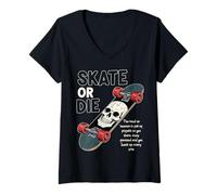 Mujer Skate motivation - skater actitud sport skateboard art Camiseta Cuello V