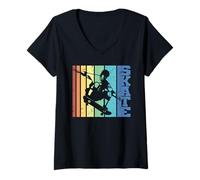 Mujer Skate Retro Skateboarder Hombres Niños Skateboard Skateboarding Camiseta Cuello V