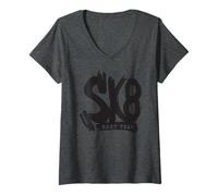 Mujer Skating Crew SK8 Best Team Street Style Vibes Camiseta Cuello V