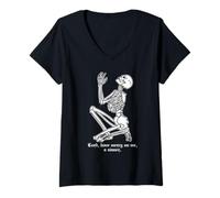 Mujer Skeleton Praying x Lord Have Mercy Sinner Gothic Blackwork Camiseta Cuello V