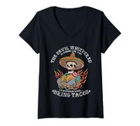 Mujer Skeleton The Devil susurró: «Voy a por ti» Camiseta Cuello V