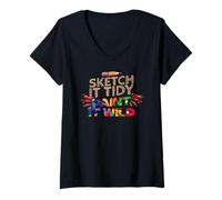 Mujer Sketch IT Tidy Paint IT Wild Camiseta Cuello V