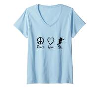 Mujer Ski Love Fan del esquí Camiseta Cuello V