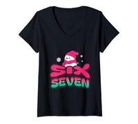 Mujer Skibidi Six Seven Rizzmas Funny Christmas 2025 Snowman 67 Camiseta Cuello V