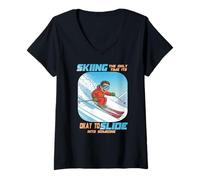 Mujer Skiing The Only Time it is Okay to Slide into Someone Camiseta Cuello V