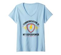 Mujer Skills Teamwork Quote Communication Is My Superpower Camiseta Cuello V