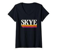 Mujer Skye Scotland Retro Graphic - Isla de Skye Reino Unido Camiseta Cuello V