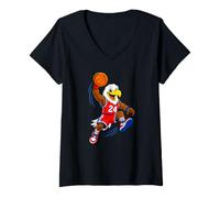 Mujer Slam Dunk Eagle Baloncesto Streetball Mascota Gráfico Camiseta Cuello V