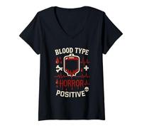 Mujer Slasher Film Adict Horror Flick Junkie Cult VHS Caos Camiseta Cuello V