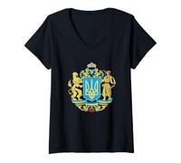 Mujer Slava Ukraini Ucrania Escudo de Armas ucraniano patriótico Regalo Camiseta Cuello V