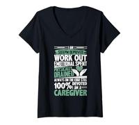 Mujer Sleep Deprived Work out Emotional Spent Caregiver Camiseta Cuello V