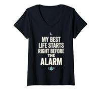 Mujer Sleep Fantasy Humor Alarm Ruined My Peak Mood Camiseta Cuello V