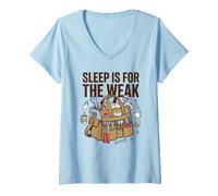 Mujer Sleep Is For The Weak Cita Padre Bebé Nuevo Papá Humor Divertido Camiseta Cuello V