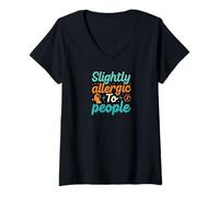 Mujer Slightly Allergic To People Funny Introvert Humor Camiseta Cuello V