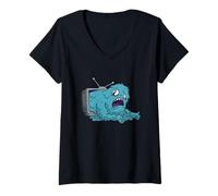 Mujer Slime Monster Escapando TV Camiseta Cuello V