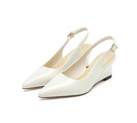 Mujer Slope Heeled Sandals French Temperament Pointed Toe Platform Dress Shoes Commuter Elegant Comfortable Non-Slip Work Wedding Dating Shoes Beige 37