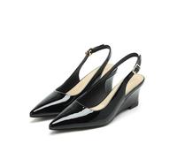 Mujer Slope Heeled Sandals French Temperament Pointed Toe Platform Dress Shoes Commuter Elegant Comfortable Non-Slip Work Wedding Dating Shoes Negro 36