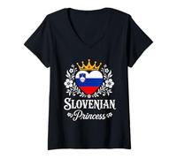 Mujer Slovenian Princess Slovenia Flag Proud Slovenian Girl Camiseta Cuello V