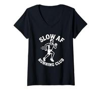 Mujer Slow AF Running Club Funny Jogger Humor Diseño de los Hombres Camiseta Cuello V