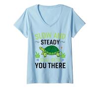Mujer Slow and Steady Still Gets You There | Tortuga Camiseta Cuello V