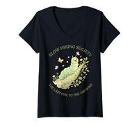 Mujer Slow Hiking Society The Last One to The Top GANA Hombres Mujeres Camiseta Cuello V