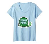 Mujer Slow Poke Turtle Camiseta Cuello V