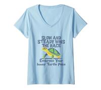 Mujer Slow Steady Wins The Race Inner Turtle Pace - Cita divertida Camiseta Cuello V