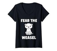 Mujer Small Animals Weasels Funny Minimalist Fear The Weasel Camiseta Cuello V