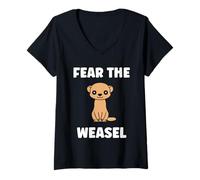 Mujer Small Animals Weasels Funny Minimalist Fear The Weasel Camiseta Cuello V