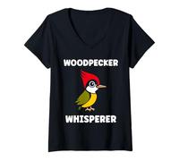 Mujer Small Bird Woodpeckers Cute Quote Whisperer Woodpecker Camiseta Cuello V