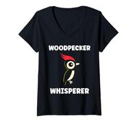 Mujer Small Bird Woodpeckers Cute Quote Whisperer Woodpecker Camiseta Cuello V